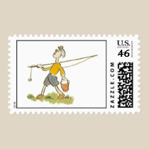 Boy with Fishing Rod stamps
