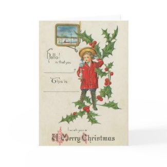 Boy with Phone Christmas Card card