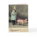 Boy With Pig Fashion Plate cards by postcardsfromtheedge Boy With Pig Fashion Plate cards