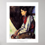 Boy with red vest Paul Cezanne painting art Posters