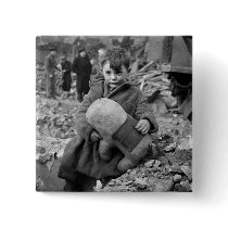 Boy with Stuffed Animal, 1945 Button