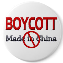 BOYCOTT  MADE IN CHINA PINBACK BUTTON