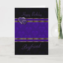 boyfriend birthday card modern design, purple and cards