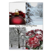 Boyfriend Christmas Red Winter collage Cards