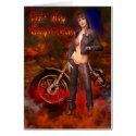Boyfriend Happy Birthday Sexy biker female with mo cards