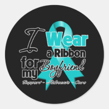 Boyfriend - Teal Awareness Ribbon Round Stickers