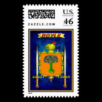 BOYLE IRISH FAMILY HERALDIC SHIELD AND CREST stamps