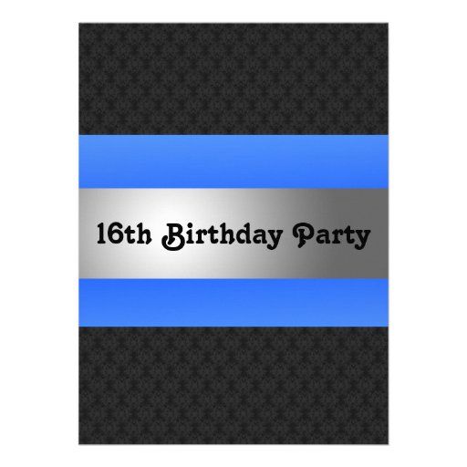 Boy's 16th Birthday Party Invite