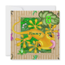 Boy's 8th Birthday Gecko Invitations