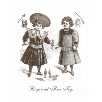 Boys and Their Toys - Vintage French Clothing Print