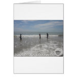 Boys at the beach greeting card