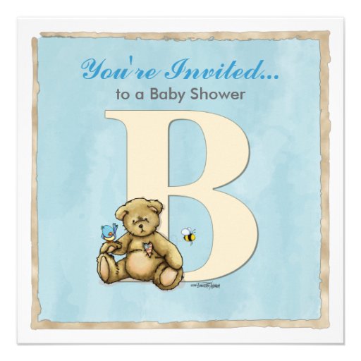 Boys Baby Shower Invitation - abcs Bear