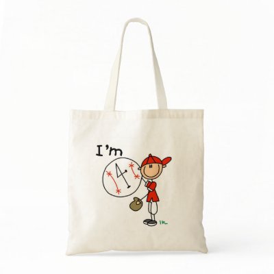 Boy's Baseball I'm 4 Tshirts and Gifts Canvas Bag by stick_figures