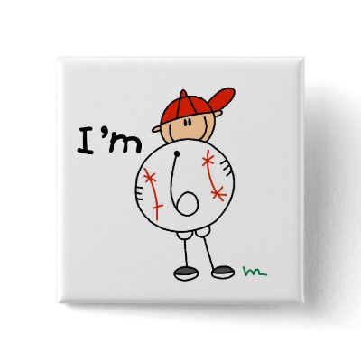 Boy's Baseball I'm 6 Tshirts and Gifts Pin by stick_figures