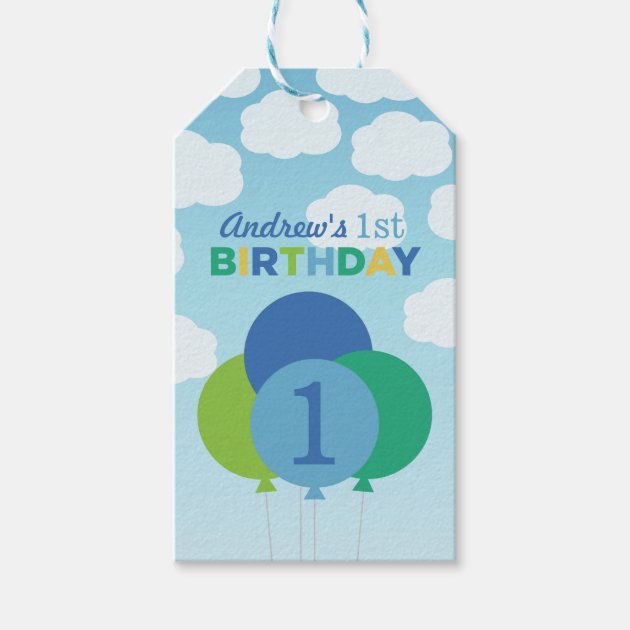 Boy's Birthday Favor Tags | Balloons Design Pack Of Gift Tags