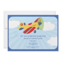 Boy's Birthday Invitation Cute Airplane