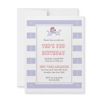 Boys Birthday Invitation - Pirate Octopus by OrangeOstrichDesigns