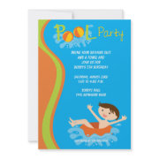 Boys Birthday Pool Party Invitation invitation