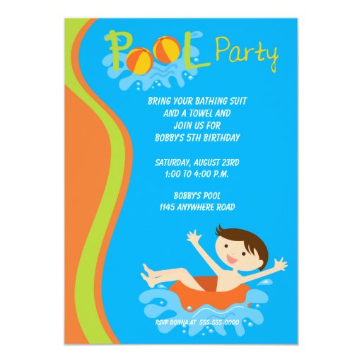 boys birthday pool party invitation zazzle boy pool party invitations