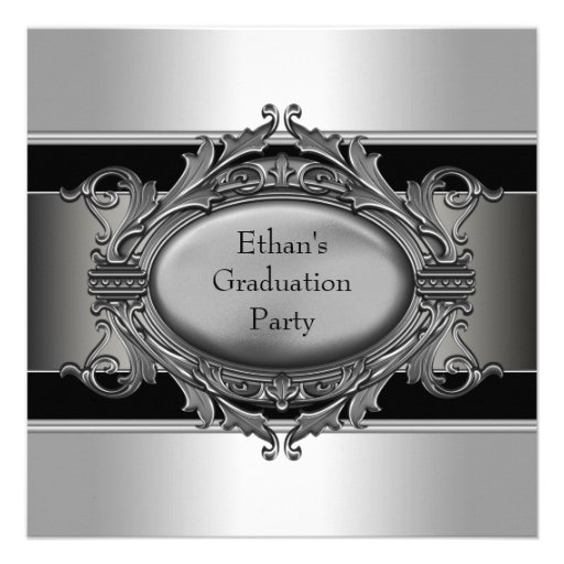 Boys Black Graduation Party Invitations