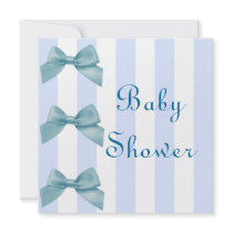 Boys Blue Bow Baby Shower Invitation