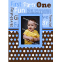 Boy's Blue Polka Dots Baby's First Birthday Photo invitation