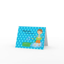 Boys  Blue Pool Party Thank You Card