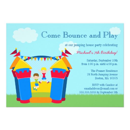 Boy's bounce house birthday party invitation