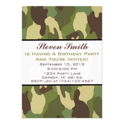 Boy's Camo Birthday Invitation