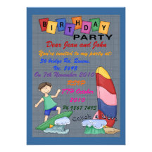 Boys Catch a wave Custom Invitation