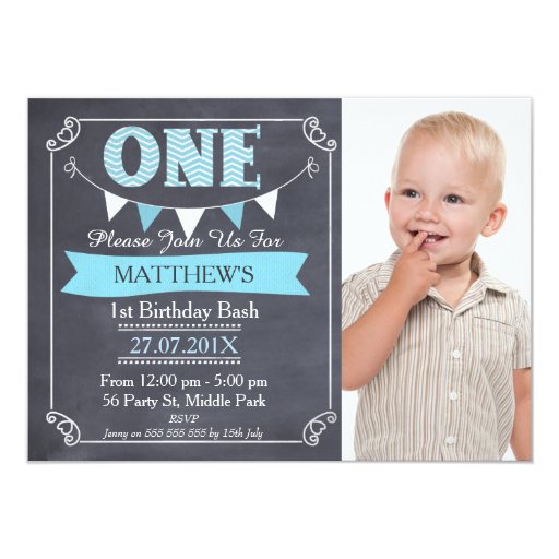 boys chalkboard bunting 1st birthday invitation zazzle 1st birthday party invitations for boys