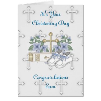Boys Christening Shoes Greeting Cards