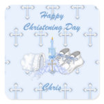 Boys Christening Wish Square Stickers