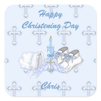 Boys Christening Wish Square Stickers