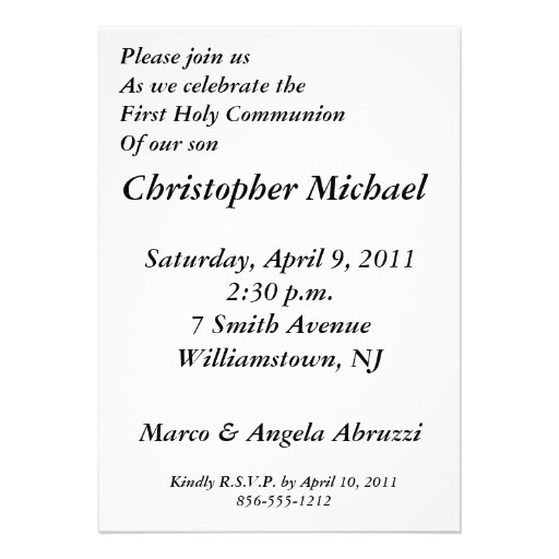 Boy's communion custom invite