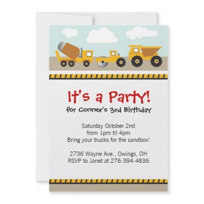 Boys contruction trucks invitation by NanandMimis
