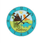 Boys Dinosaur Personalized Nursery Wall Clock