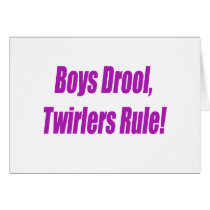 BOYS DROOL TWIRLERS RULE - PURPLE.psd Greeting Cards