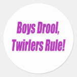 BOYS DROOL TWIRLERS RULE - PURPLE.psd Round Sticker