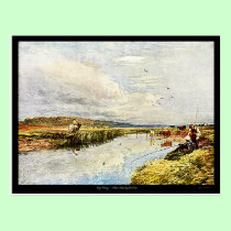 Boys Fishing Watercolor Painting Art Postcard! postcards