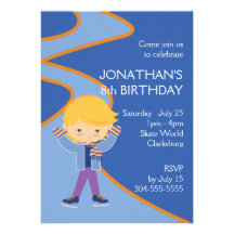 Boy's Ice Skating Party Announcements