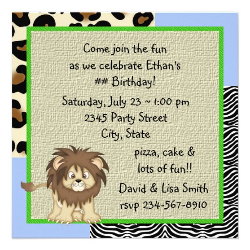 Boys Jungle Safari Birthday Party Invitations