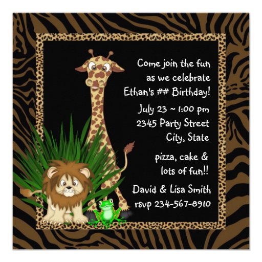 Boys Jungle Safari Birthday Party Invitations