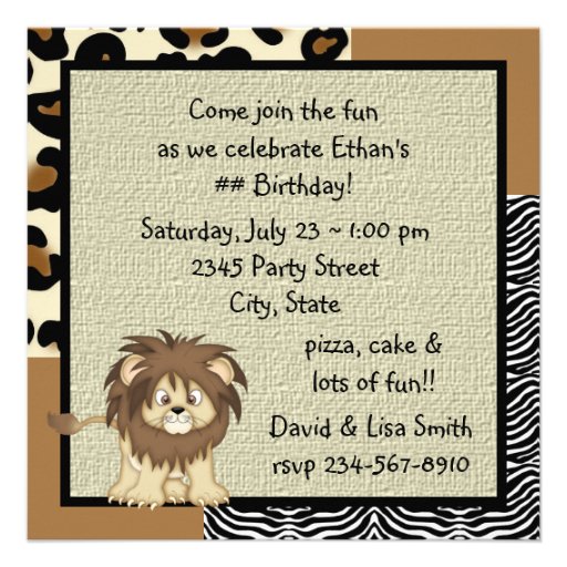 Boys Jungle Safari Birthday Party Invitations