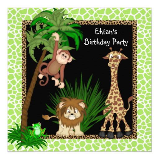Boys Jungle Safari Birthday Party Invitations