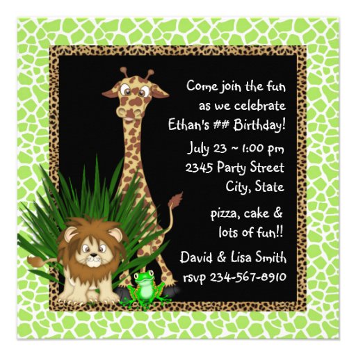 Boys Jungle Safari Birthday Party Invitations