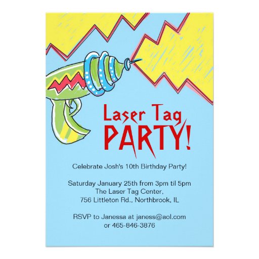 Boys Laser Tag Party Invitations 5" X 7" Invitation Card ...