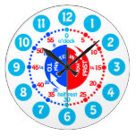 Boys learn to tell time blue red wall clock