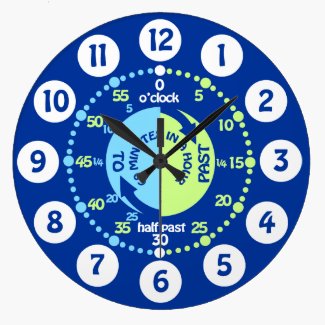 Boys Tell Time Blue Wall Clock