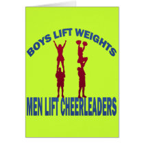 BOYS LIFT WEIGHTS MEN LIFT CHEERLEADERS CARD